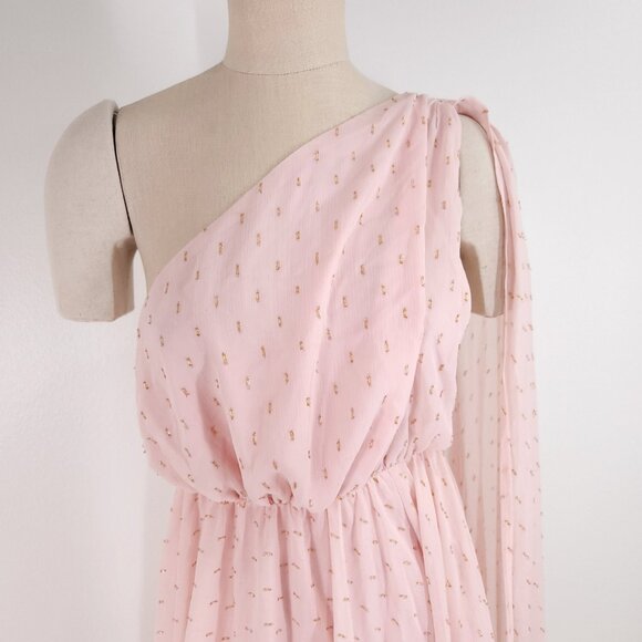 Michael Costello x Revolve Vella Gown Medium Draped Shoulder Overlay Chiffon - Picture 4 of 16